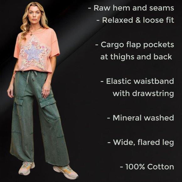 easel Pants & Jumpsuits Easel Feeling Good Cargo Mineral Washed